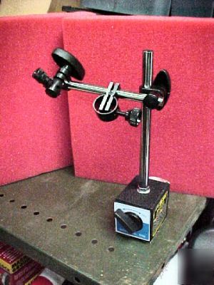 Magnetic base for dial indicator on off switch fine adj