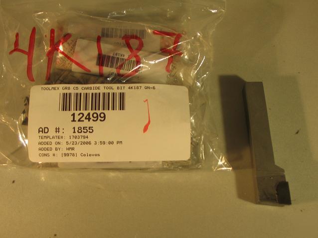 Toolmex GR8 C5 carbide tool bit 4K187 qn=6