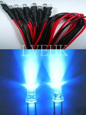30PCS 12V dc super bright 3MM blue 13,000MCD led